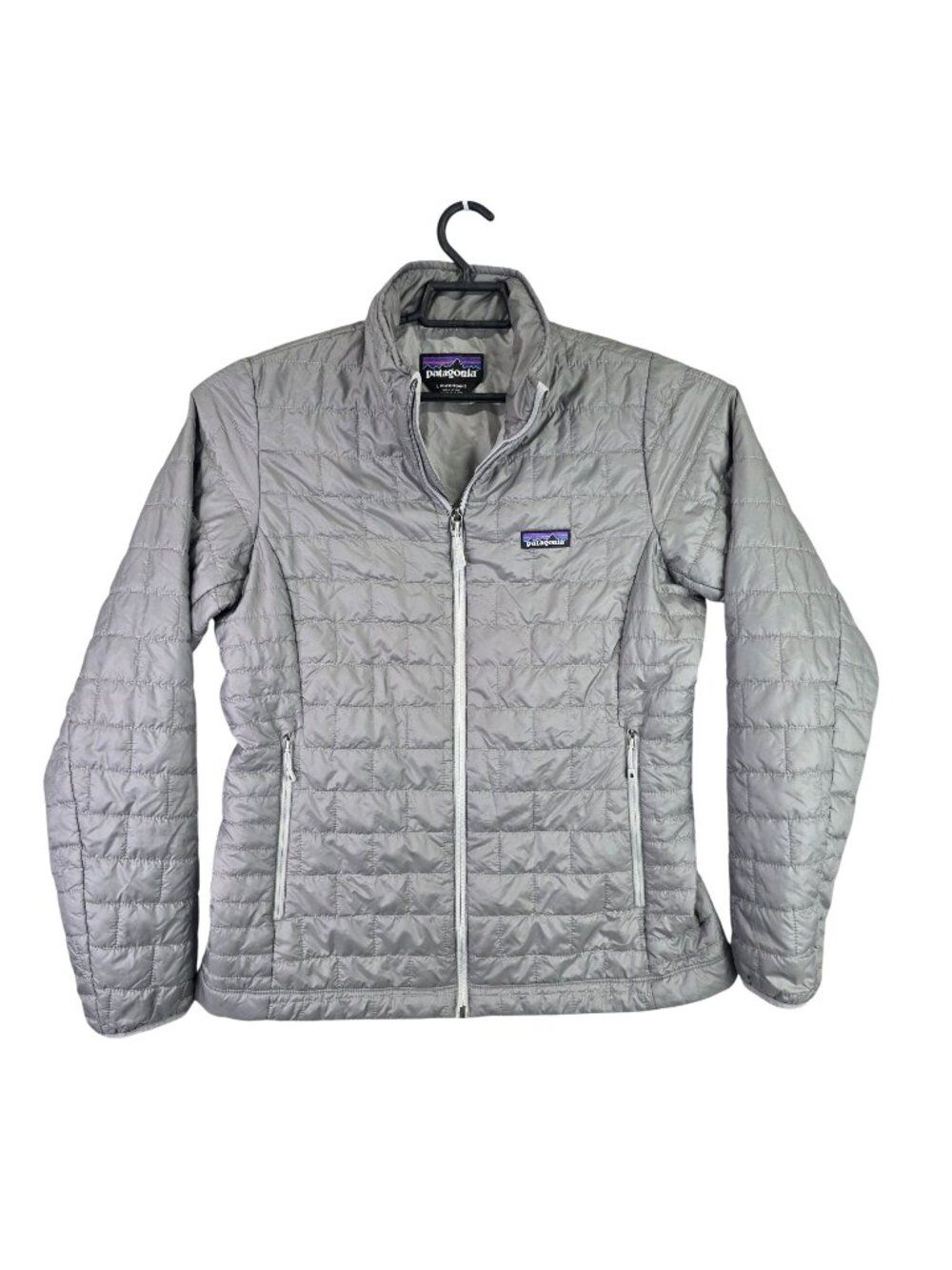 Womens Patagonia Quilted Gray Full Zip Jacket PrimaLoft Polyester Size L